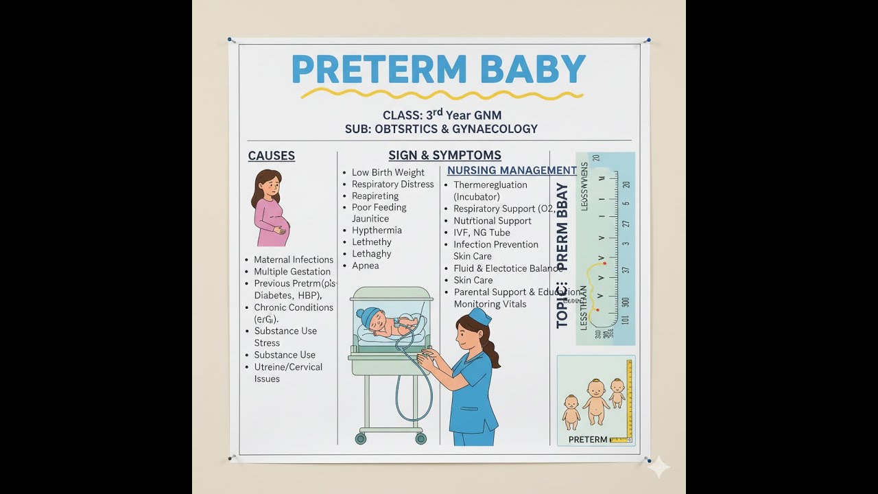 Preterm Baby | Causes, Signs & Symptoms, and Nursing Management | 3rd Year GNM | OBG Lecture📖