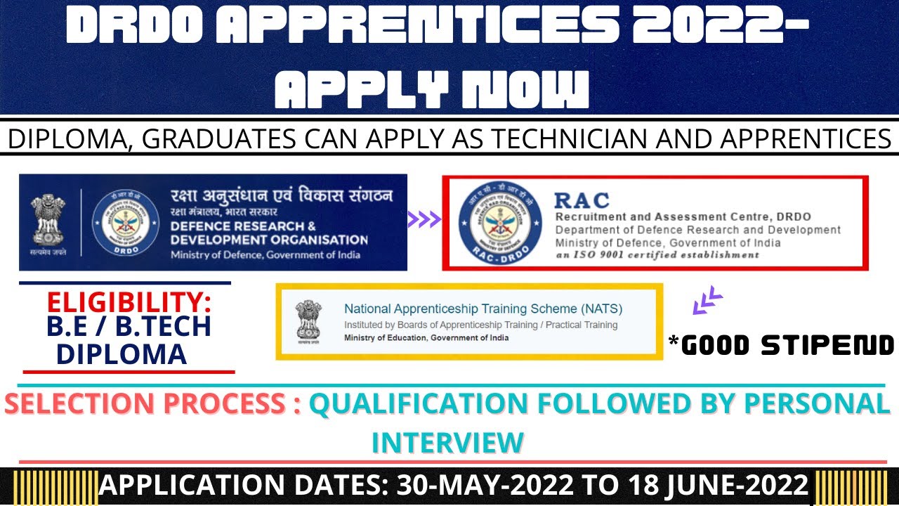 DRDO Graduate Apprentice Recruitment 2022 OUT || Graduates || Diploma || #DRDOhiring *stipend