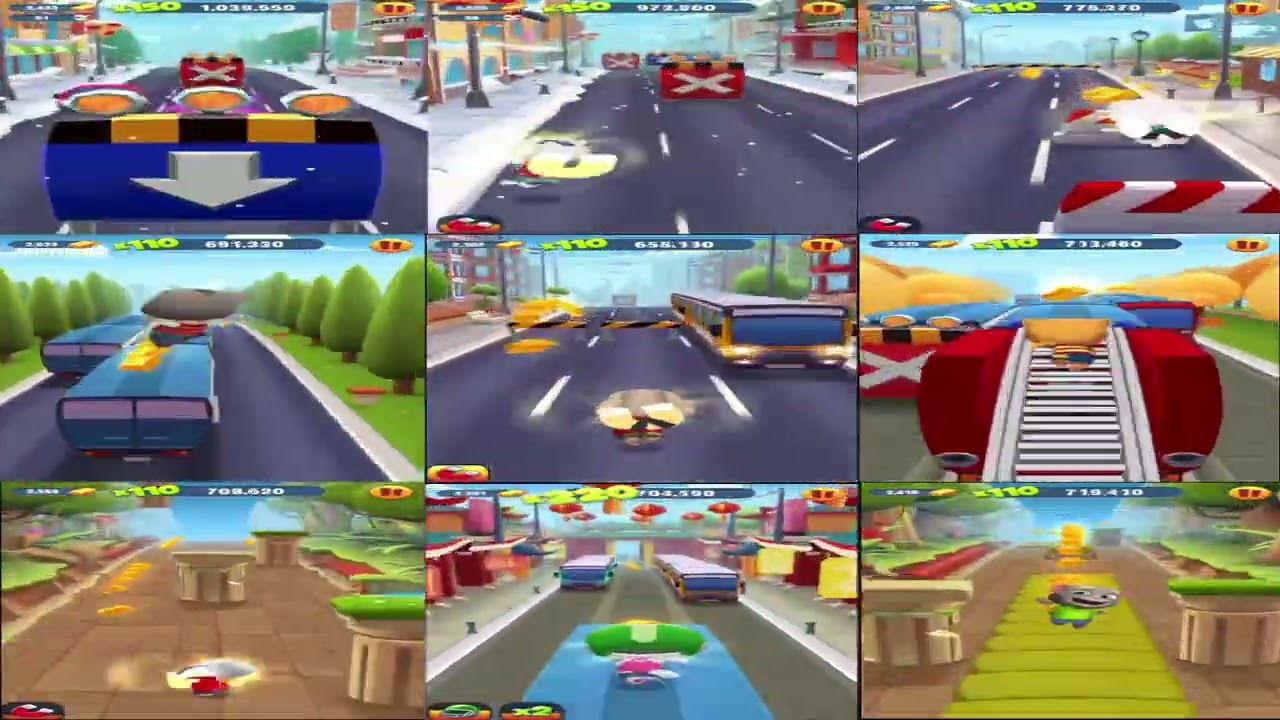 Talking Tom Gold Run Tom Angela Hank Ginger Ben Frosty Neon Hawaiian Farmer all 9 characters V.2