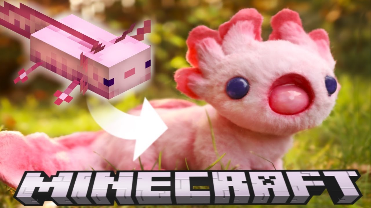 Я сделал аксолотля из Minecraft... но пушистую самодельную художественную куклу
