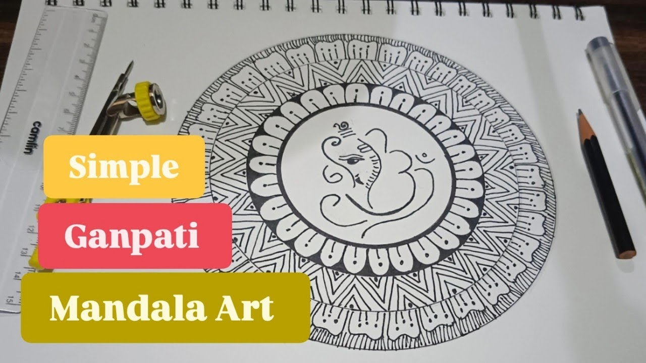 Simple Ganpati Mandala Art | Easy Mandala Drawing for Beginners