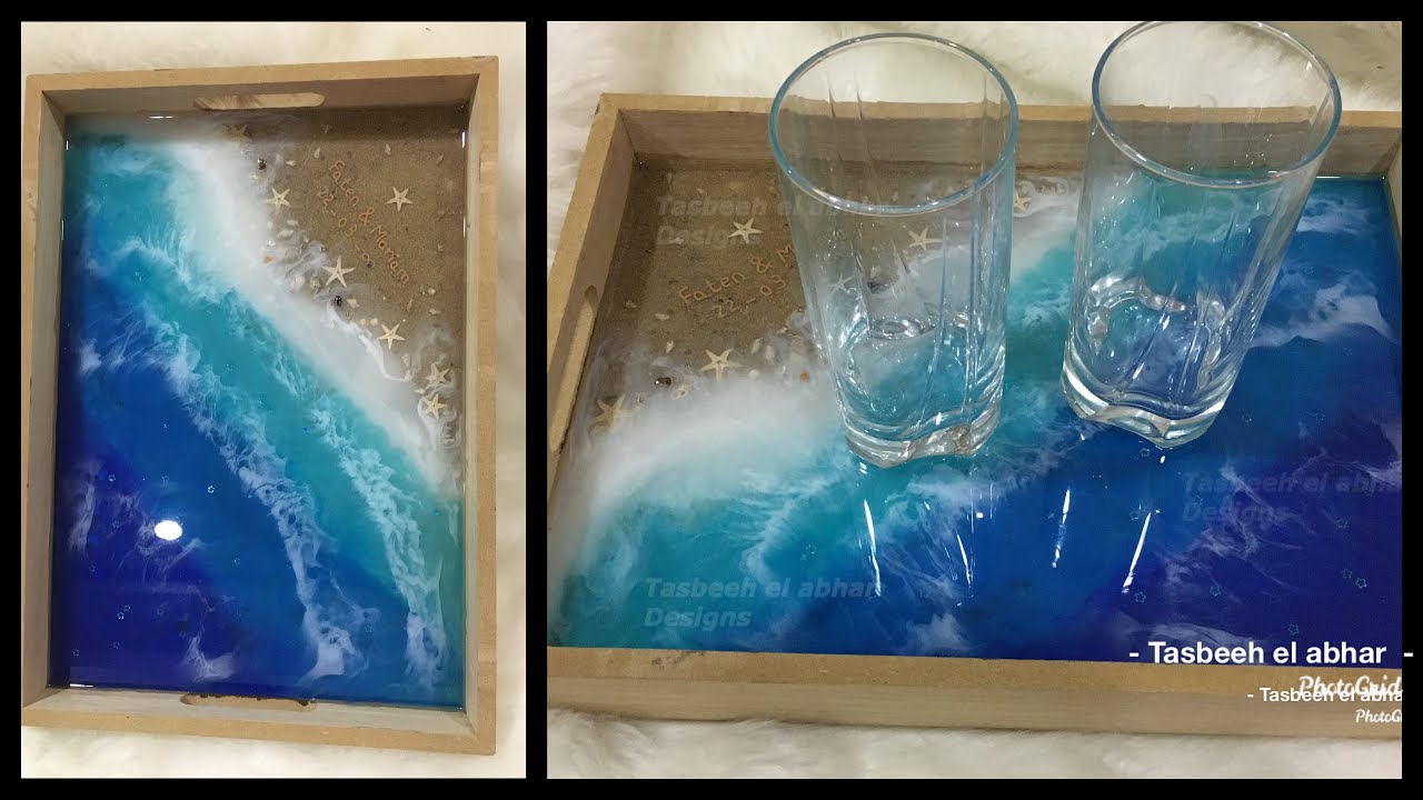 RESIN SEA TRAY TUTORIAL#resin# و اخيرا احلى و اسهل صينية  ريزن على شكل البحر و الامواج بالتفصيل