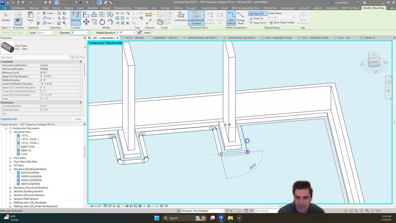 Revit Tutorial - How to Model Weeping Tile Drainage Pipe / Bring in Routing Preferences