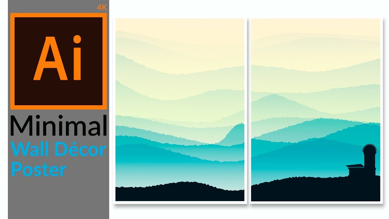 Minimal Mountain Landscape Artwork for Wall Decoration in Adobe illustrator CC