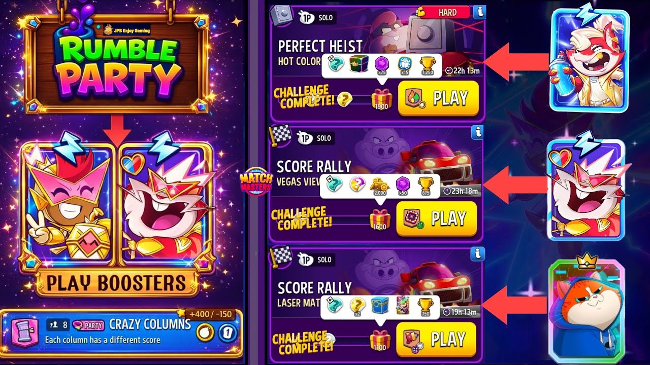 (Party+3 Solo Challenge) HARD~Hot Color+Bombs Away/ Vegas Views+Gimme Green 💚/ Laser Matches 