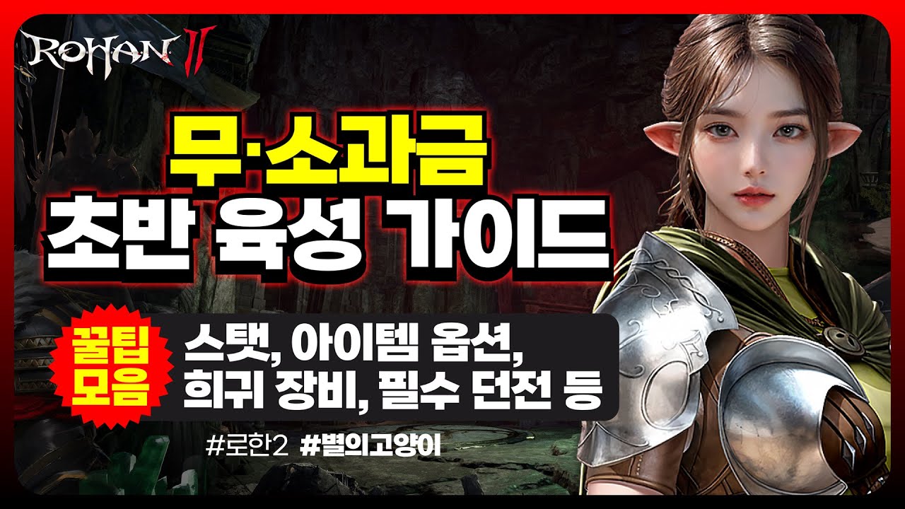 (로한2)🔴무소과금 초반 육성 가이드  💠스탯, 희귀 장비, 필수 던전, 아이템 옵션 등 꿀팁! 모음  #rohan2