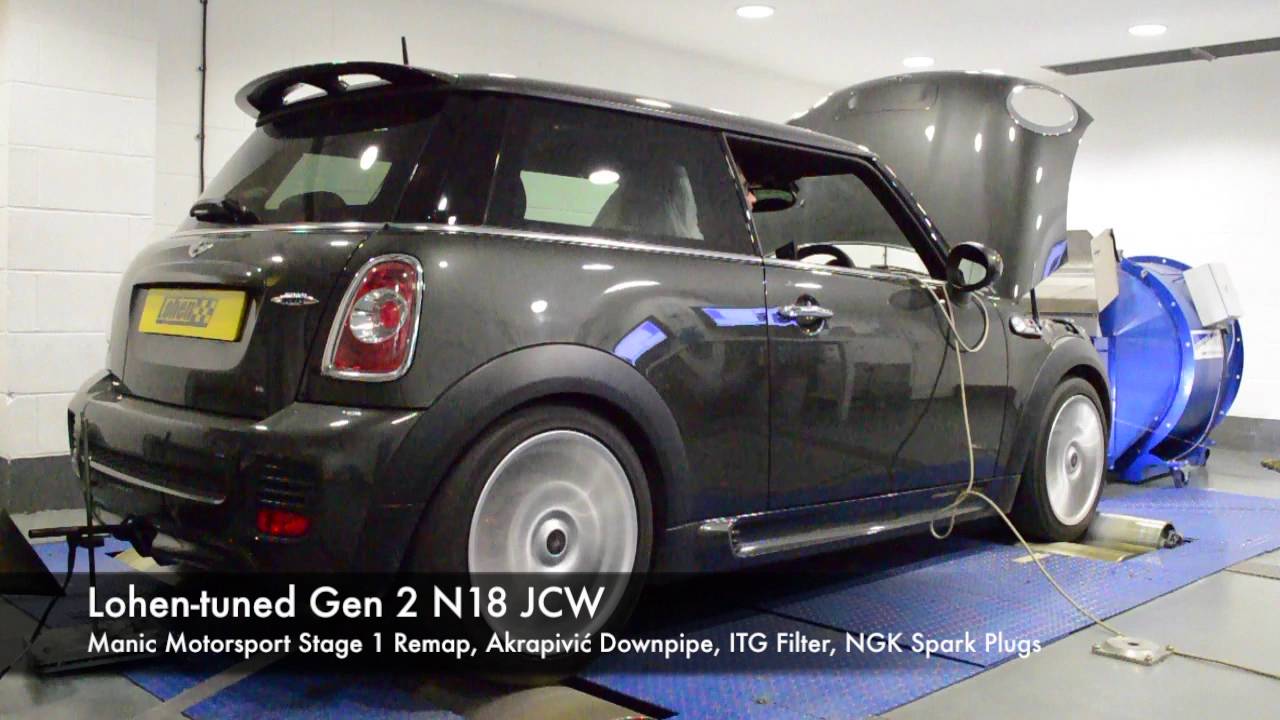 Lohen-modified R56 N18 JCW MINI with Stage 1 Manic Motorsport ECU Remap - dyno power run