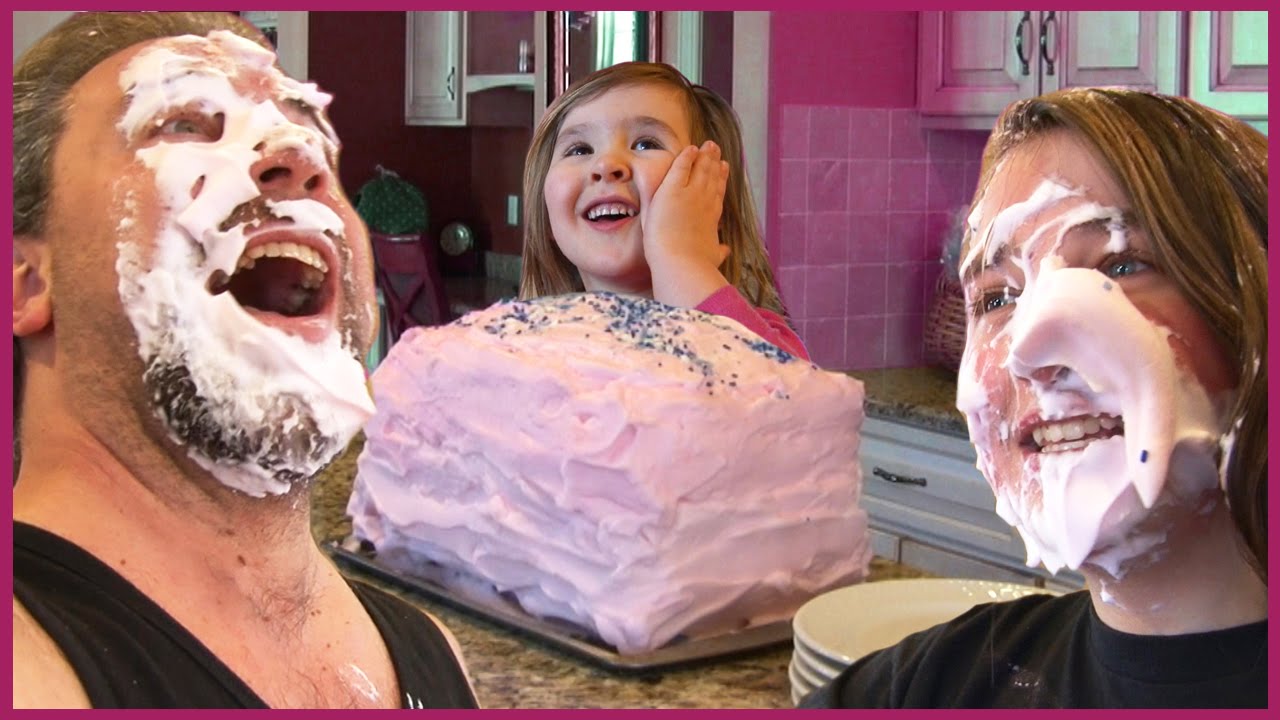 Kids Do Balloon Cake Prank on Dad -  Shaving Cream in Face Fun