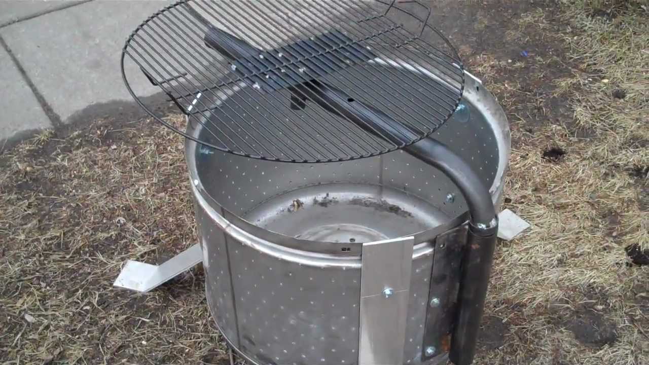Stainless Steel Washer Drum Fire Pit With Grill