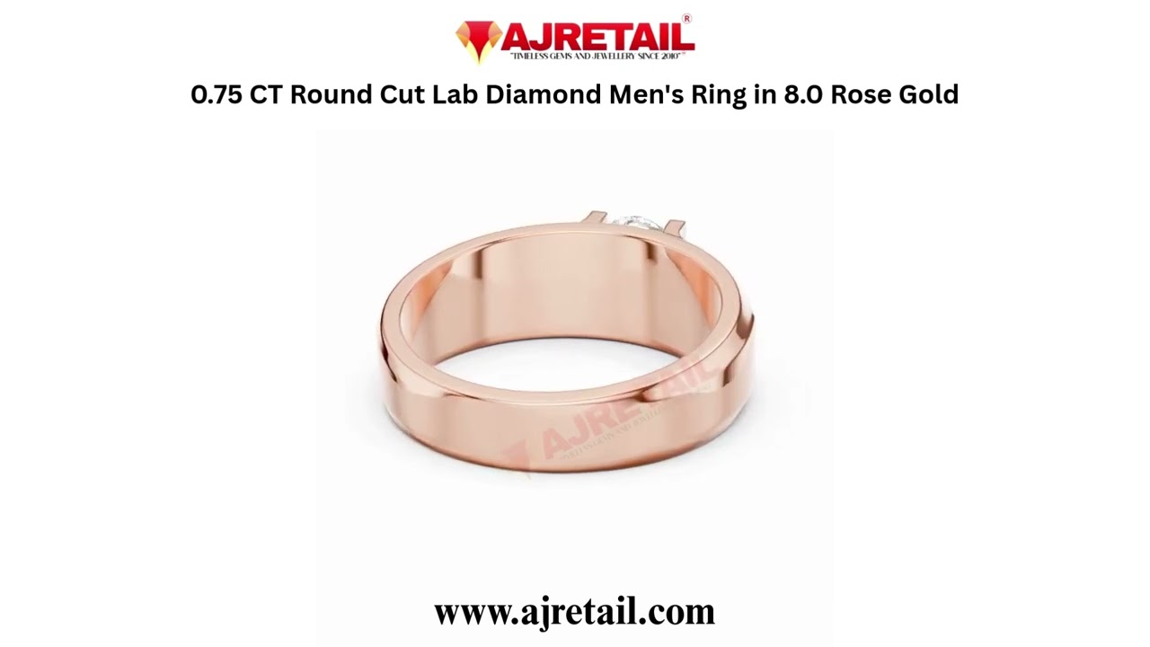 0.75 Ct Lab Diamond Men’s Ring | 14K Rose Gold Elegant Style