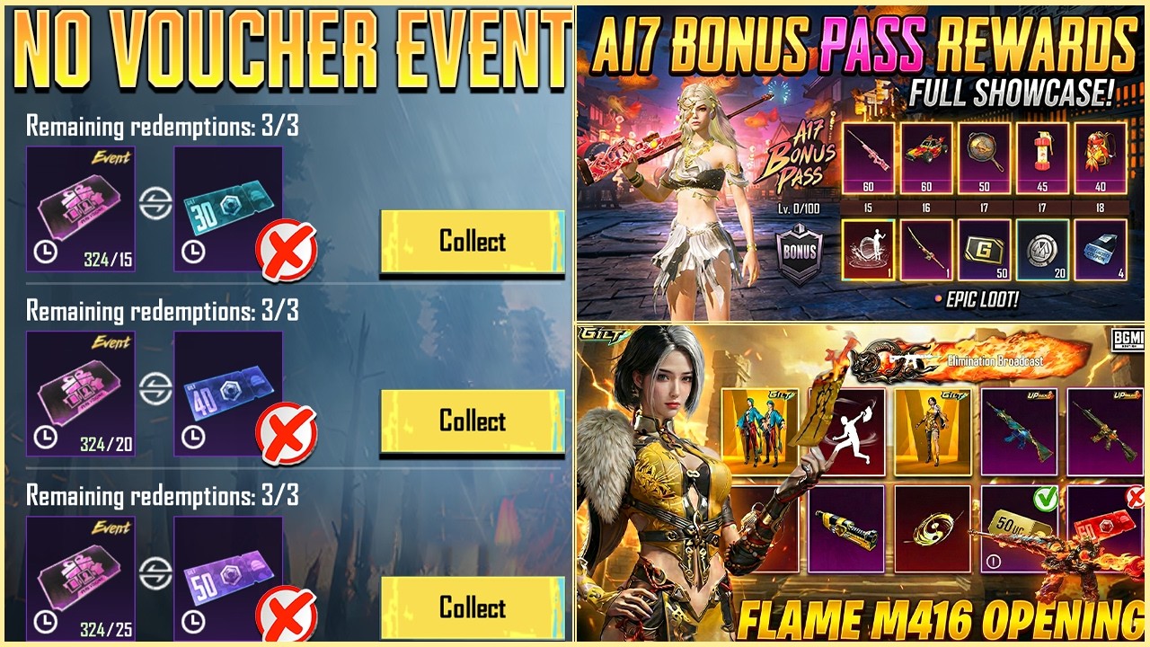 😢 NO FREE VOUCHERS FOR FLAME M416 || A17 BONUS PASS IS HERE || BGMI TIGER M416 OPENING.