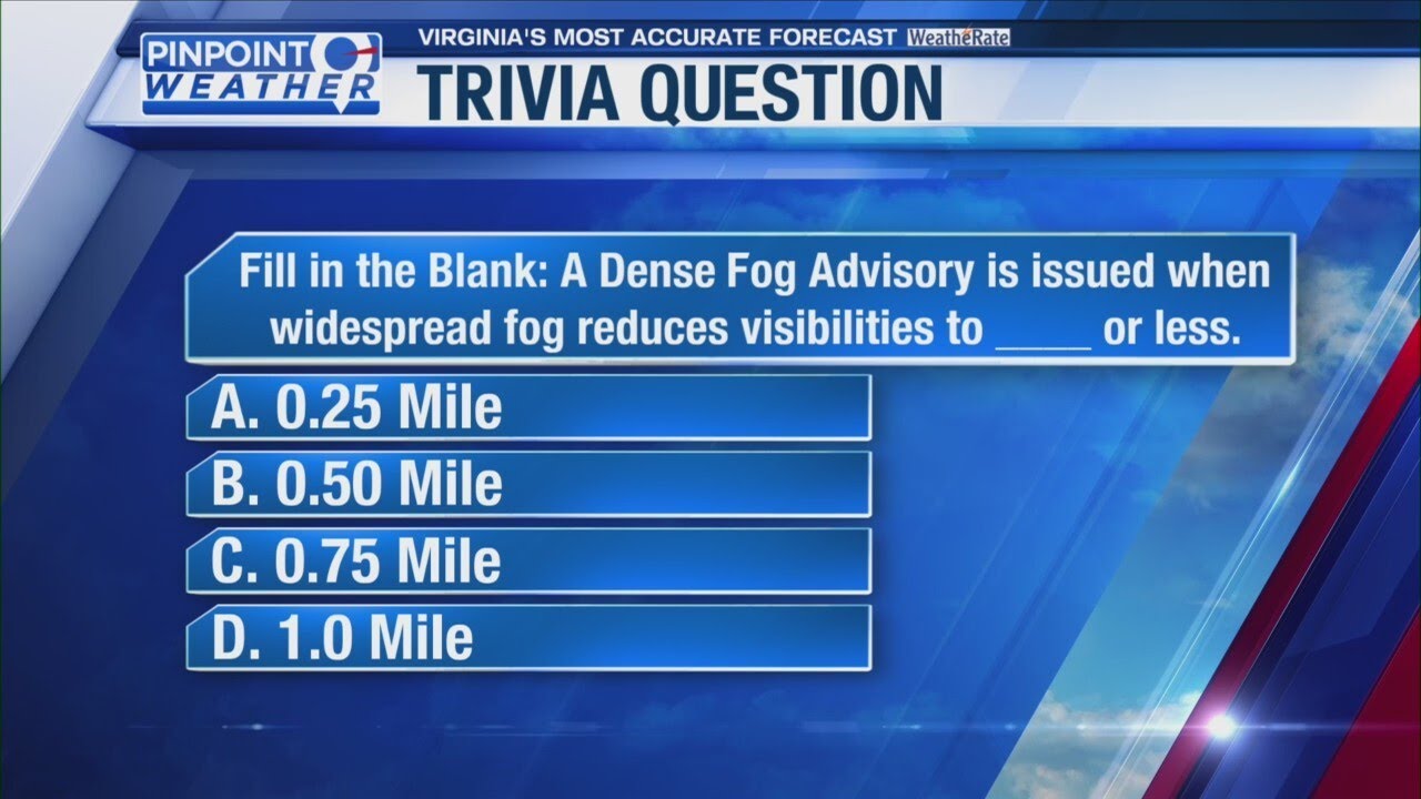WFXR Weather Trivia: Dense Fog Advisory
