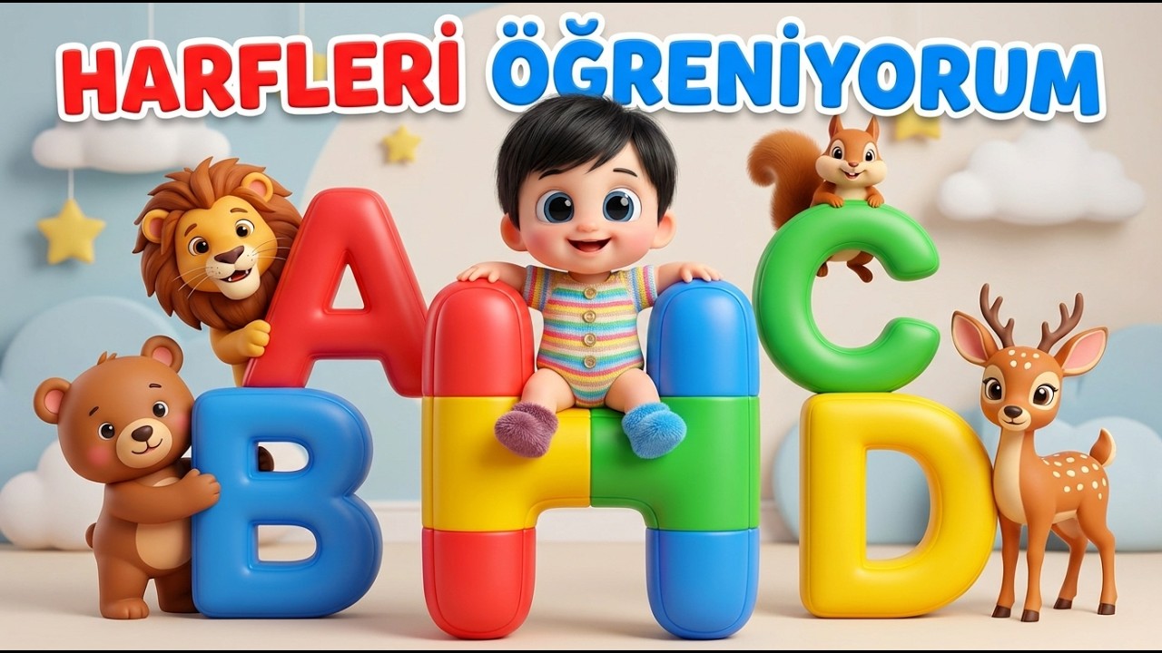 Türkçe Alfabe Öğrenme ABC Harfler ve İlk Kelimeler |  Bebekler ve Çocuklar