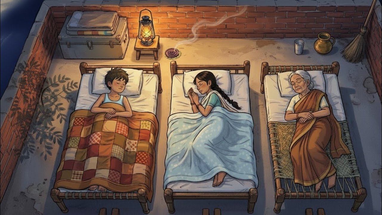 Sleeping on the Rooftop in a 1990s Indian Village Cozy Summer Night to Monsoon Rain GhibliStyle ASMR