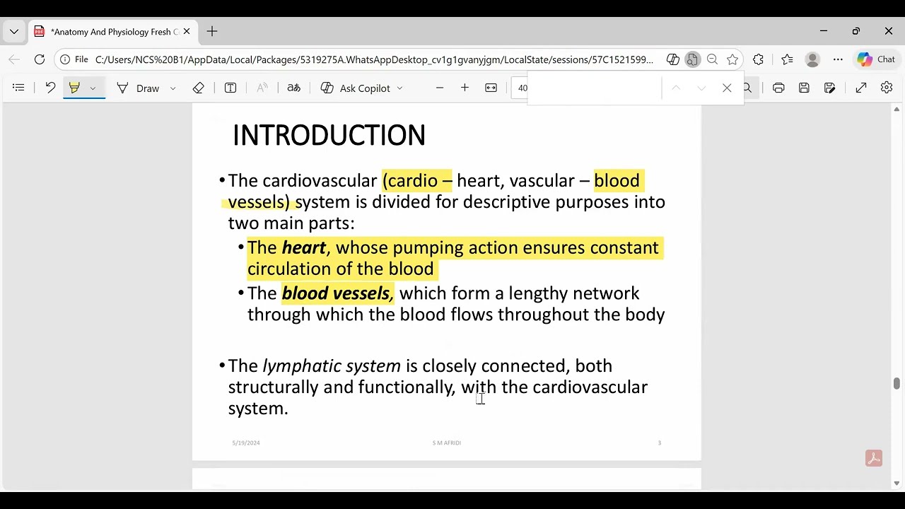 CARDIOVASCULAR SYSTEM INTRODUCTION BLOOD VESSELS ARTERIES AND ARTERIOLES VEINS AND VENULES LECTURE 1