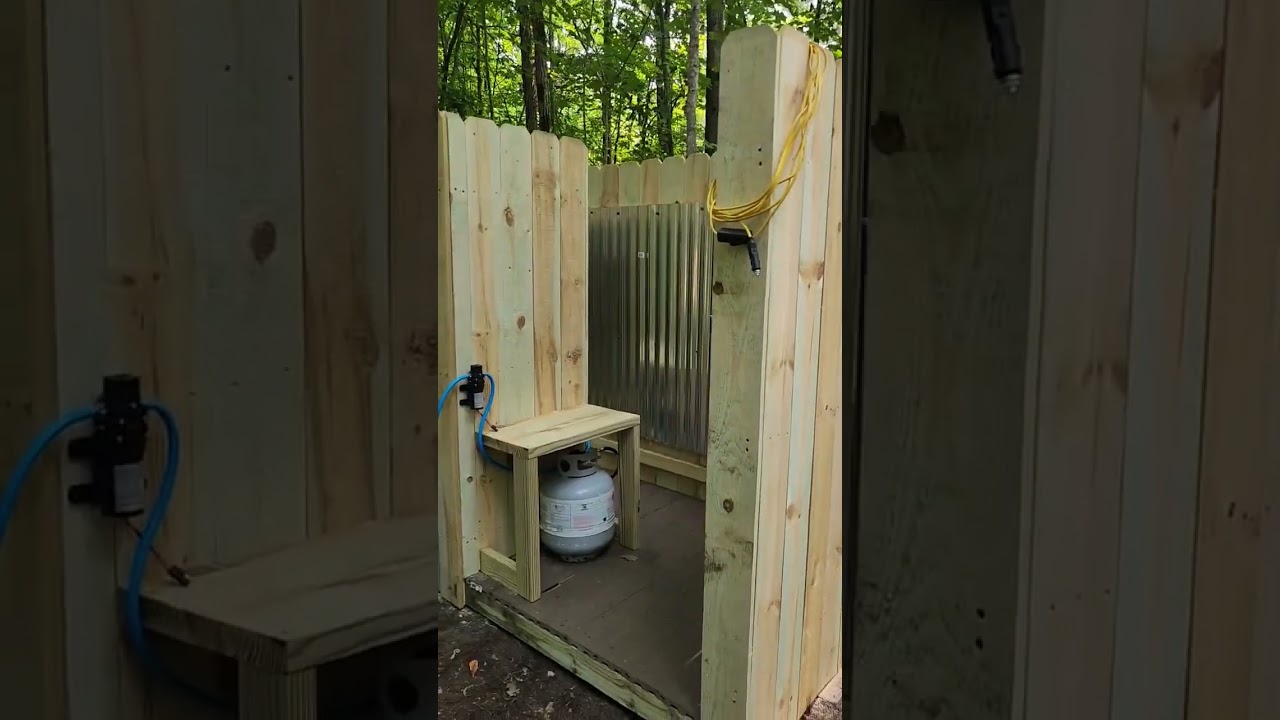 Off Grid Shower rebuilt. #offgridcabin #nature #diy  #bushcraft #nature
