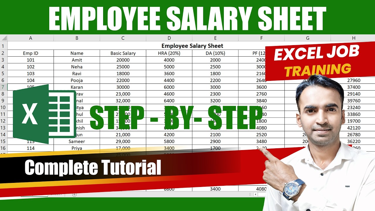 Excel Salary Sheet Tutorial in Hindi | Employee Salary Calculation in MS Excel | Job Oriented Excel