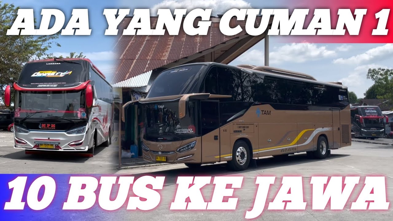 10 unit bus ke pulau jawaa ada yang cuman 1 unit berangkat seat masih terlihat kosong 