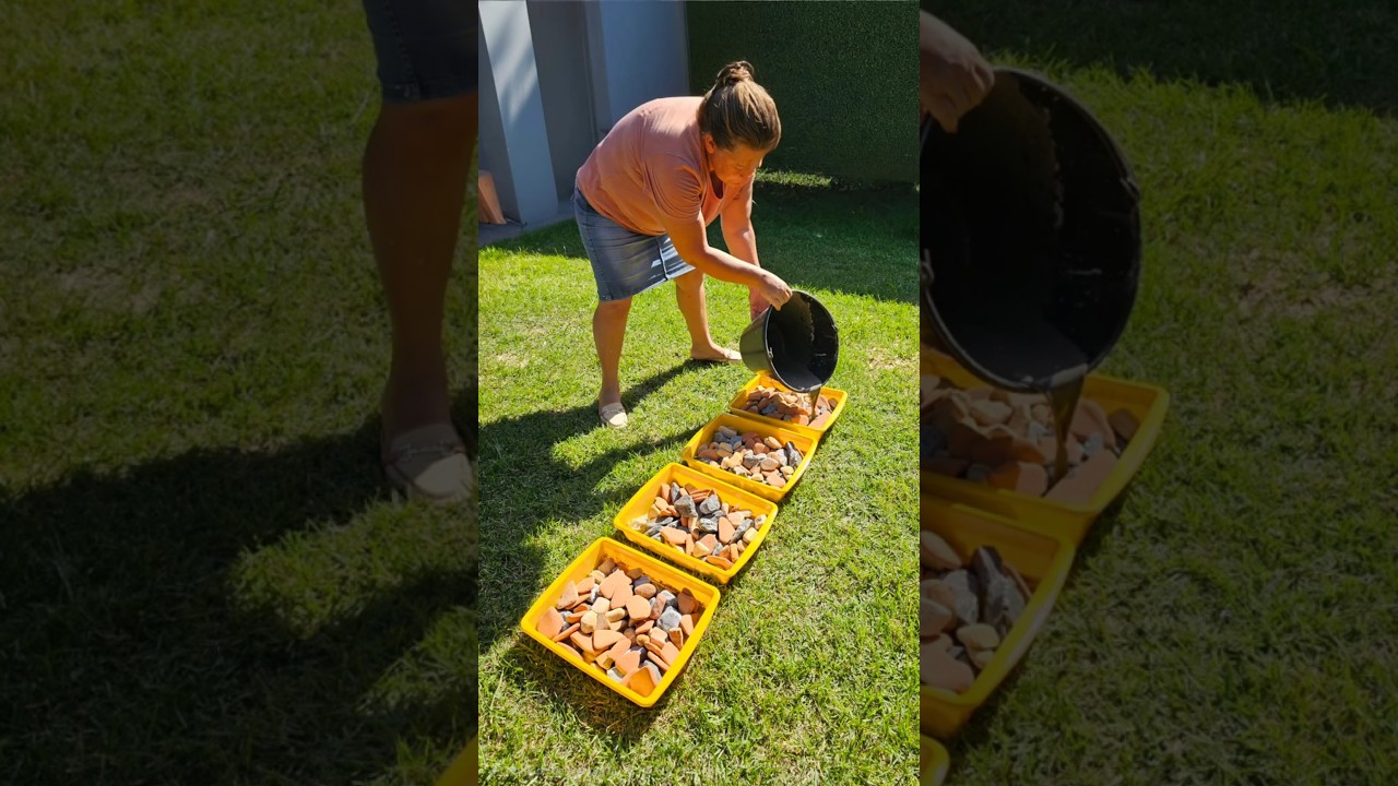 Ela fez algo incr&iacute;vel com pedras e cimento #garden #diy #jardim