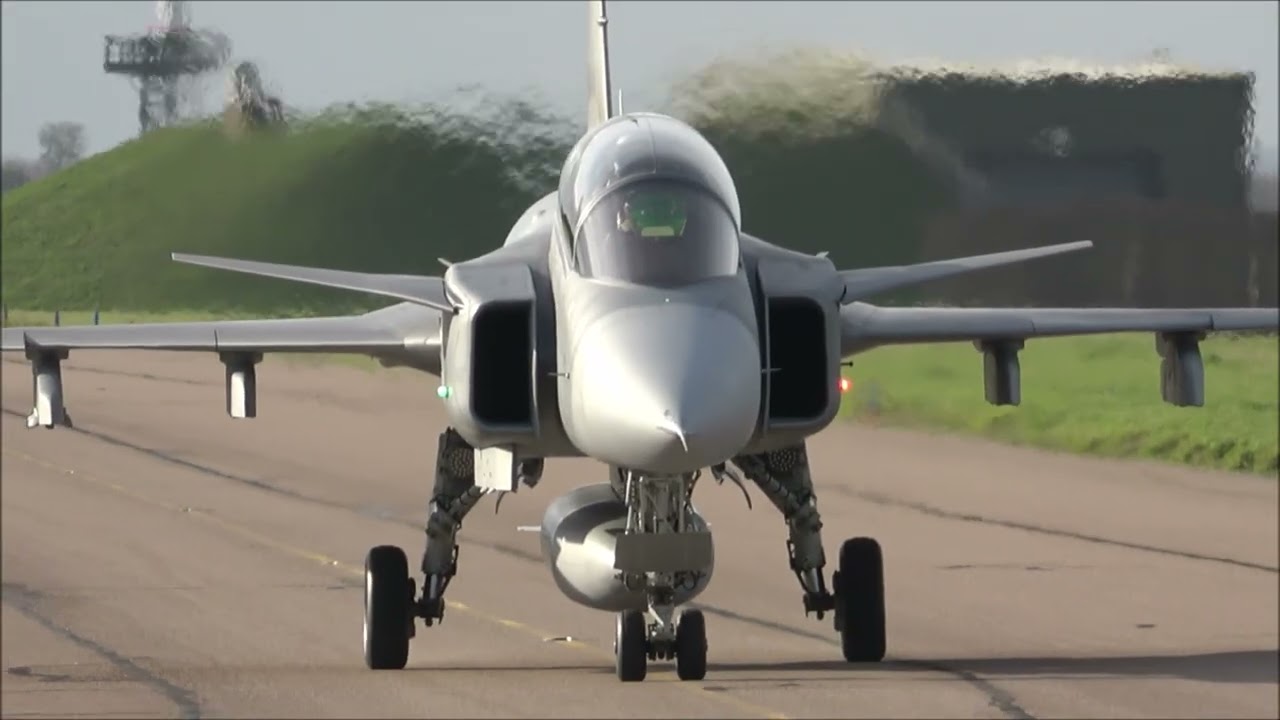 2x Saab Gripens visiting RAF Coningsby for a week. They went to RAF Donna Nook firing their flares.