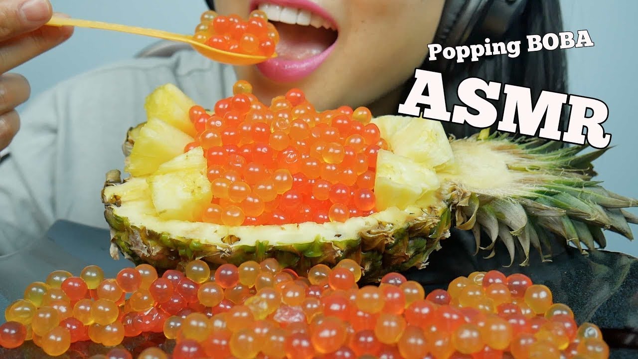 ASMR Popping BOBA + Fresh Pineapple (EXTREME RELAXING EATING SOUNDS) NO TALKING | SAS-ASMR