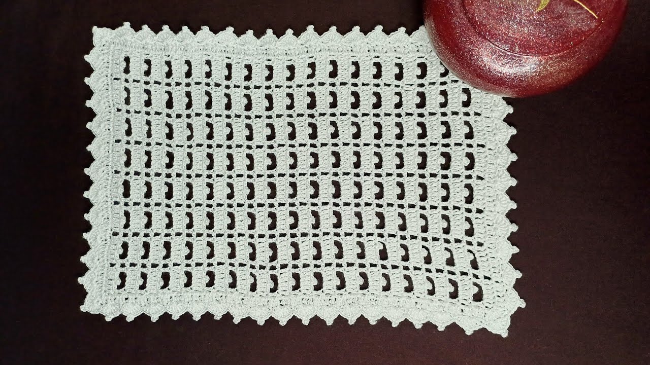 مفرش مستطيل بغرزة جديدة يمكن اشتغاله بالقياس الذي نريد/doily crochet