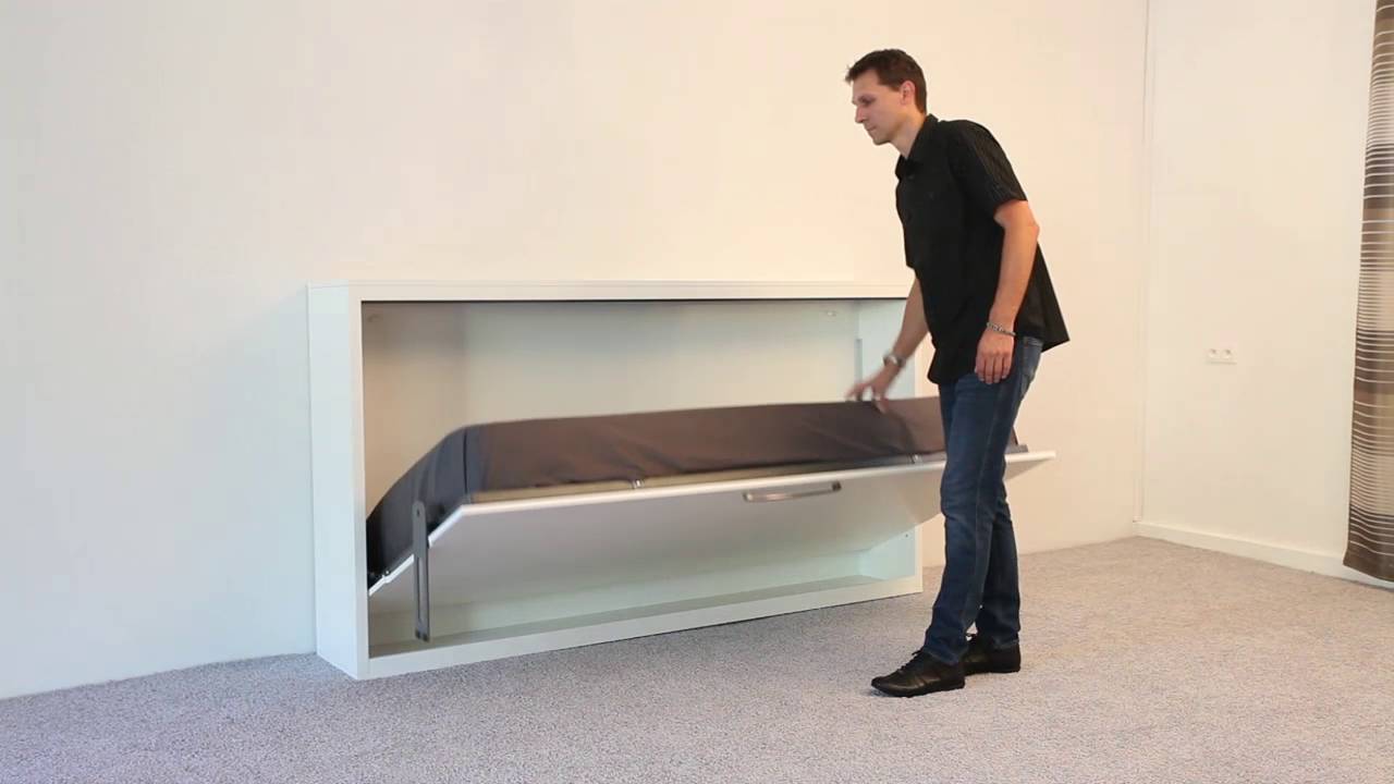 Schrankbett Wandbett Gästebett Singlo 90x200 cm Quer