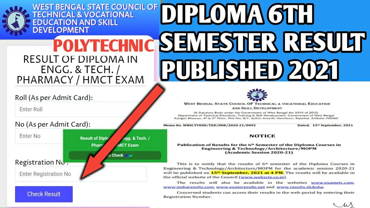 Polytechnic diploma Engeneering 6th Semester Result published 2021 ||