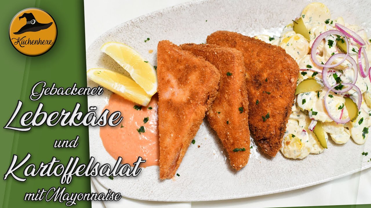 Gebackener Leberkäse und Kartoffelsalat mit Mayonnaise (Arbeiterschnitzel)