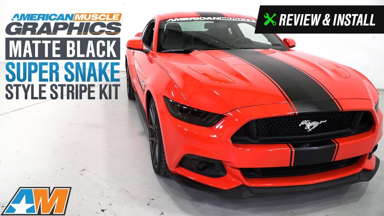 2015-2017 Mustang American Muscle Graphics Matte Black Super Snake Style Stripe Kit Review & Install