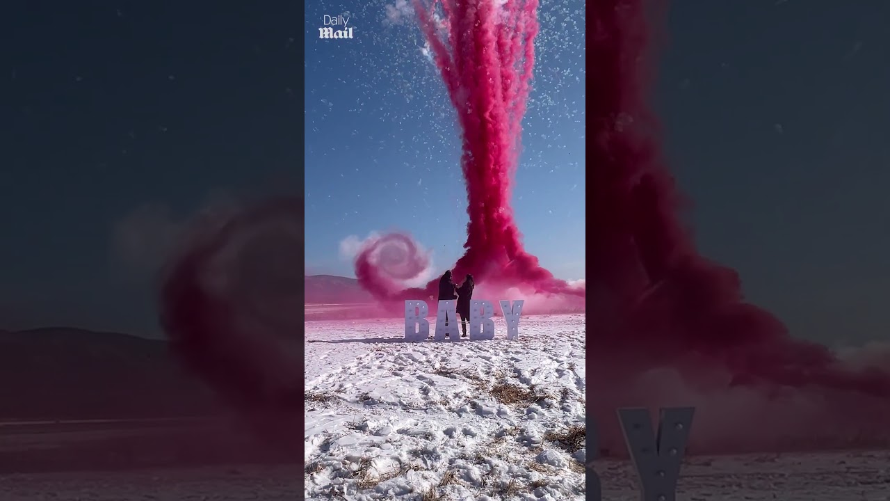Couple's epic gender reveal with airplane and fireworks