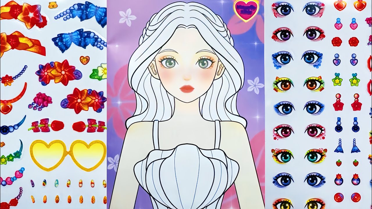 ✨ Paper Cute✨Makeup & Sticker Coloring Fun for a Cute Seashell Girl