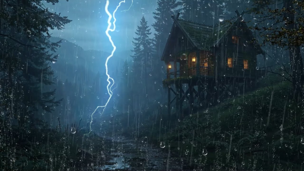 Rain Sounds at a Cozy Mountain Cabin (No Ads) 🌧️ | Peaceful Rain Sounds for Deep Night Sleep