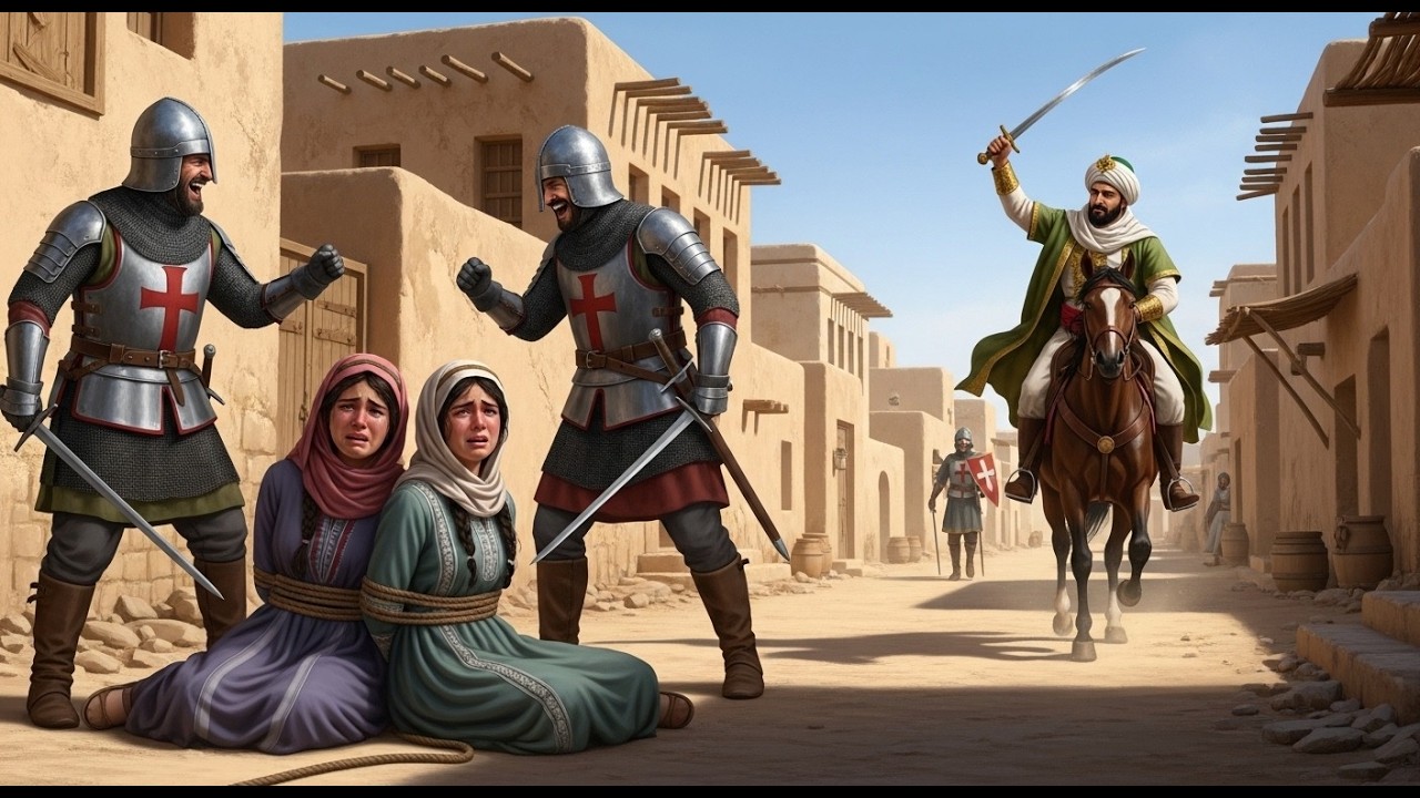 السلطان صلاح الدين الأيوبي ينقذ فتاتين من اعتداء الصليبيين واليهود