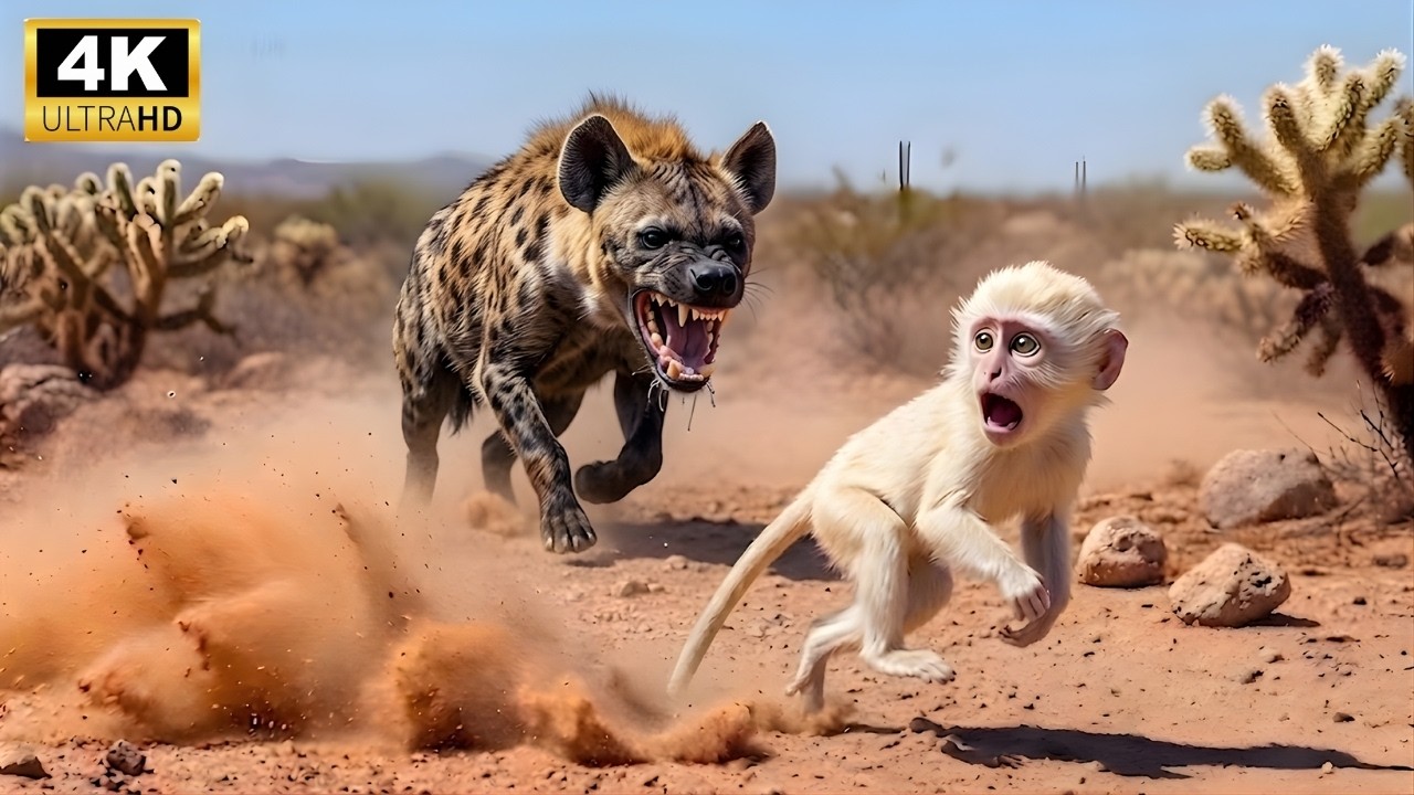 How a Brave Baby Monkey Escapes a Brutal Hyena Attack | Animals