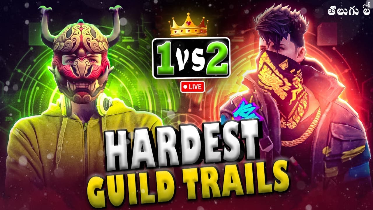 FREE FIRE GUILD TRAILS LIVE IN TELUGU | FREE FIRE 1 VS 2 GUILD TRAILS LIVE TELUGU | REBEL YT