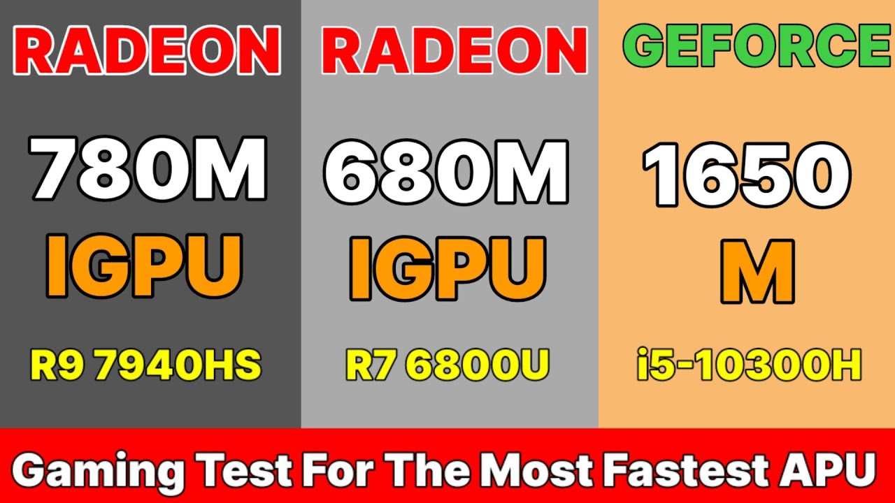 780M IGPU Ryzen R9 7940HS VS GTX 1650 M VS 680M IGPU VS GEFORCE MX 450 The fastest 780M IGPU Test