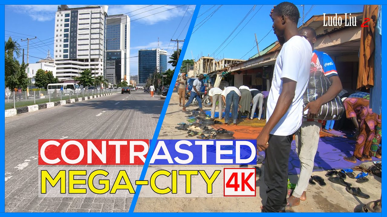 RICH hoods VS WORKING CLASS hoods - The Contrast of LAGOS megacity - 4K immersive travel Africa
