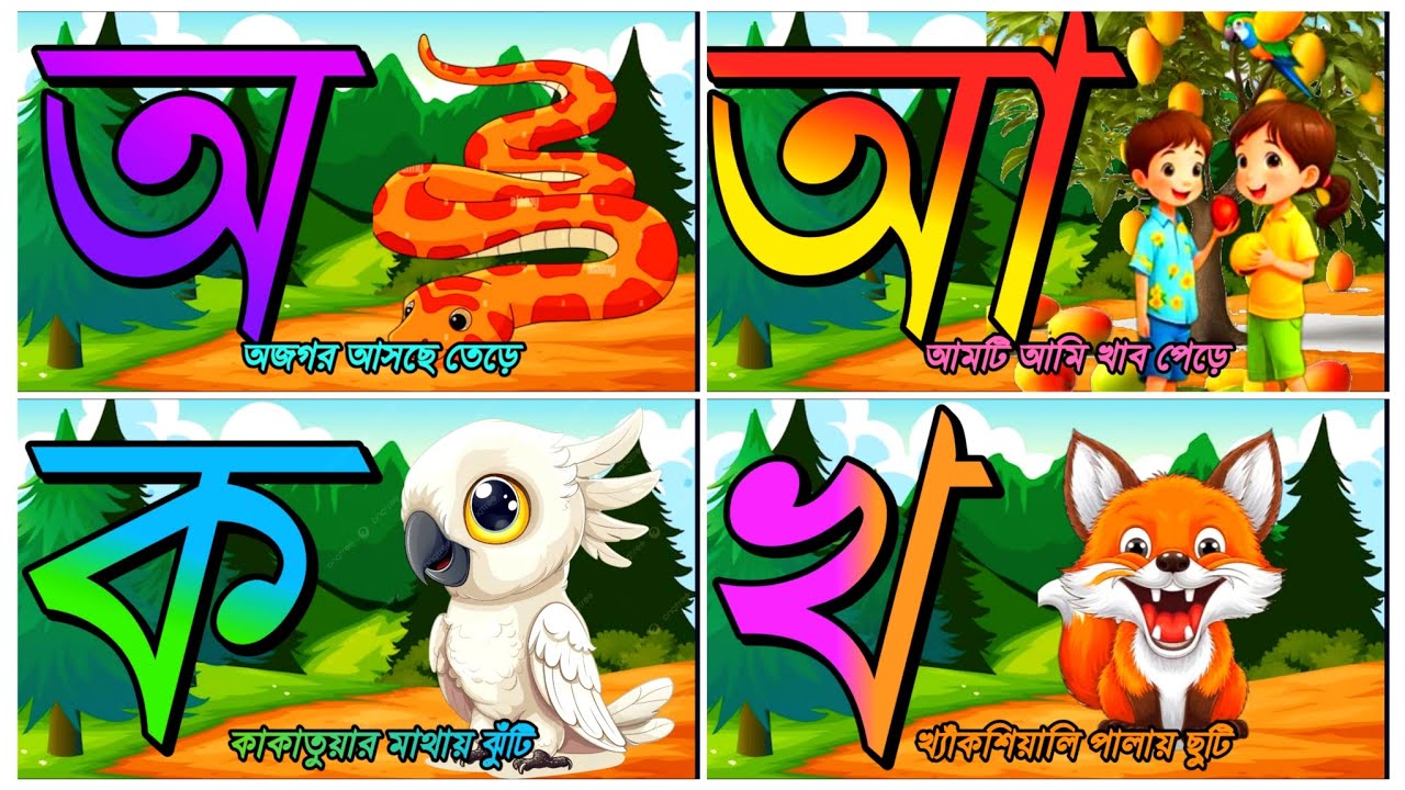 Bangla Bornomala for Preschool Kids | অ আ ক খ গান, ছবি ও ছড়ার মাধ্যমে শেখা@tinykidstvbangla