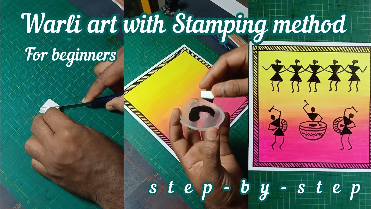 Easy Warli Art | new stamping method |Acrylic painting | step-by-step | for beginners