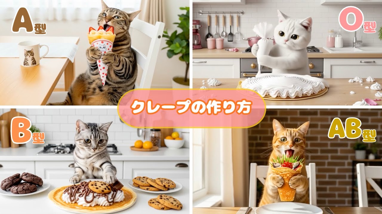 血液型別クレープ作り&もぐもぐタイム🐱