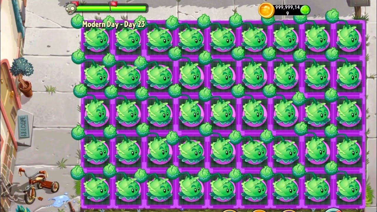 Plants Vs zombies 2 Cabbage Pult Vs All Zombies Gameplay Challenge | Pvz 2 Modern Day Gameplay