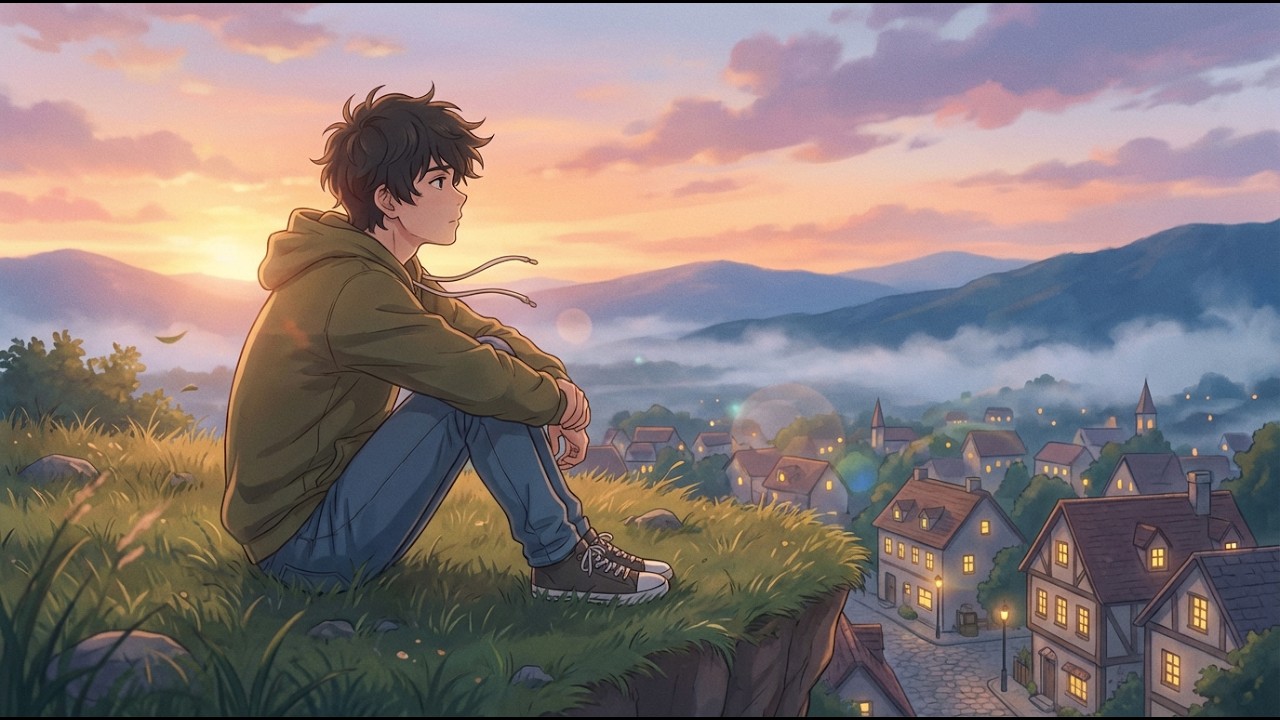 Melancholic Lofi Beats 🌇 Anime Boy Watching the City | Chill Study Music & Relaxing Focus Mix