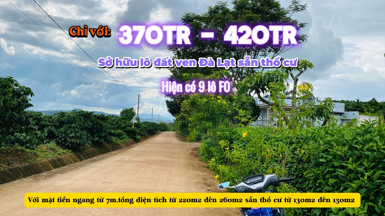 9 LÔ ĐẤT ĐẸP VEN ĐÀ LẠT – GIÁ CHỈ TỪ 370 TRIỆU, SỔ SẴN THỔ CƯ TỚI 150M². Đường ô tô tránh nhau