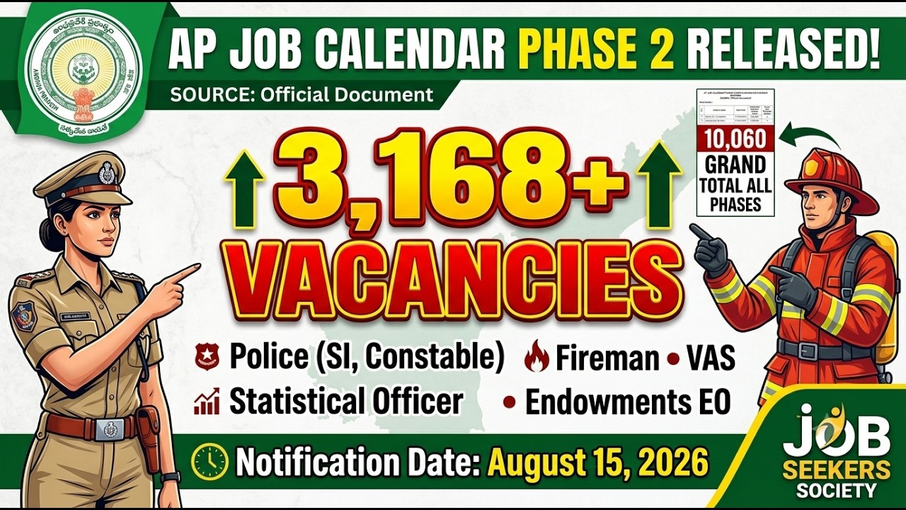 🚨 AP Mega Job Calendar 2026 Phase 2 Released! | 3,168 Vacancies | 1500+ Police Jobs! 🔥