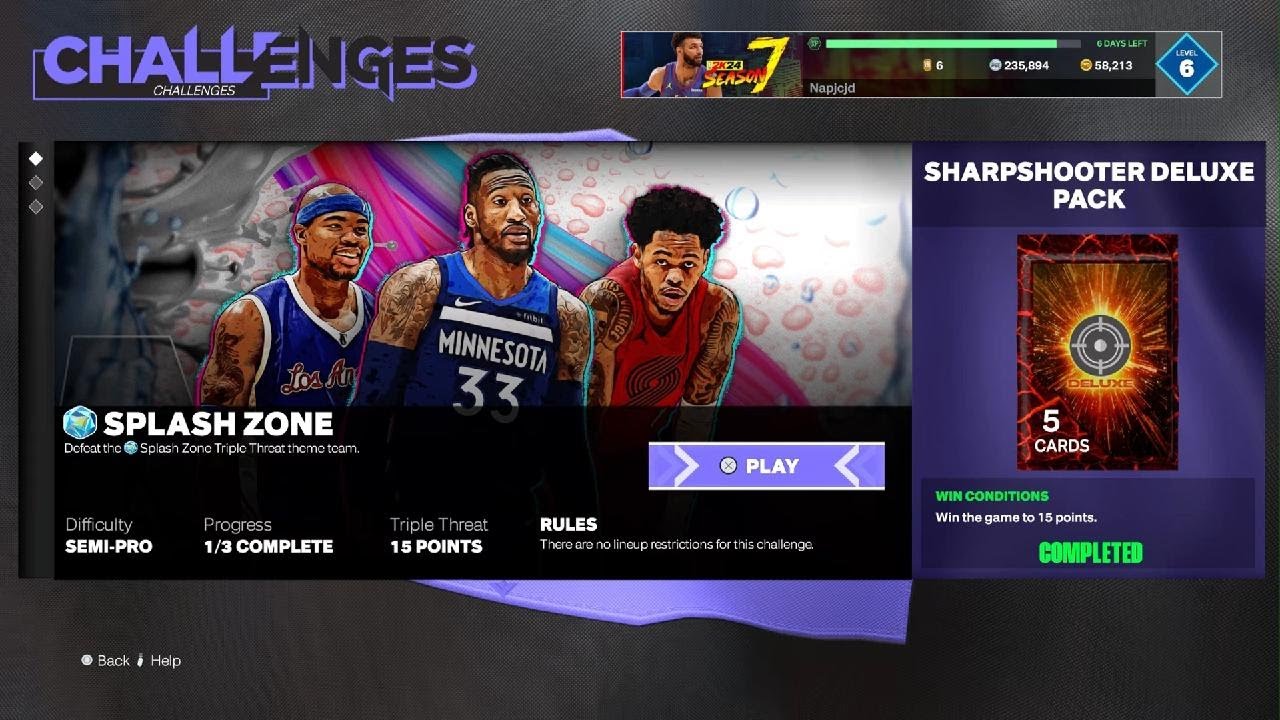 NBA 2K24 Galaxy Opal Splash Zone MyTEAM Spotlight Challenge