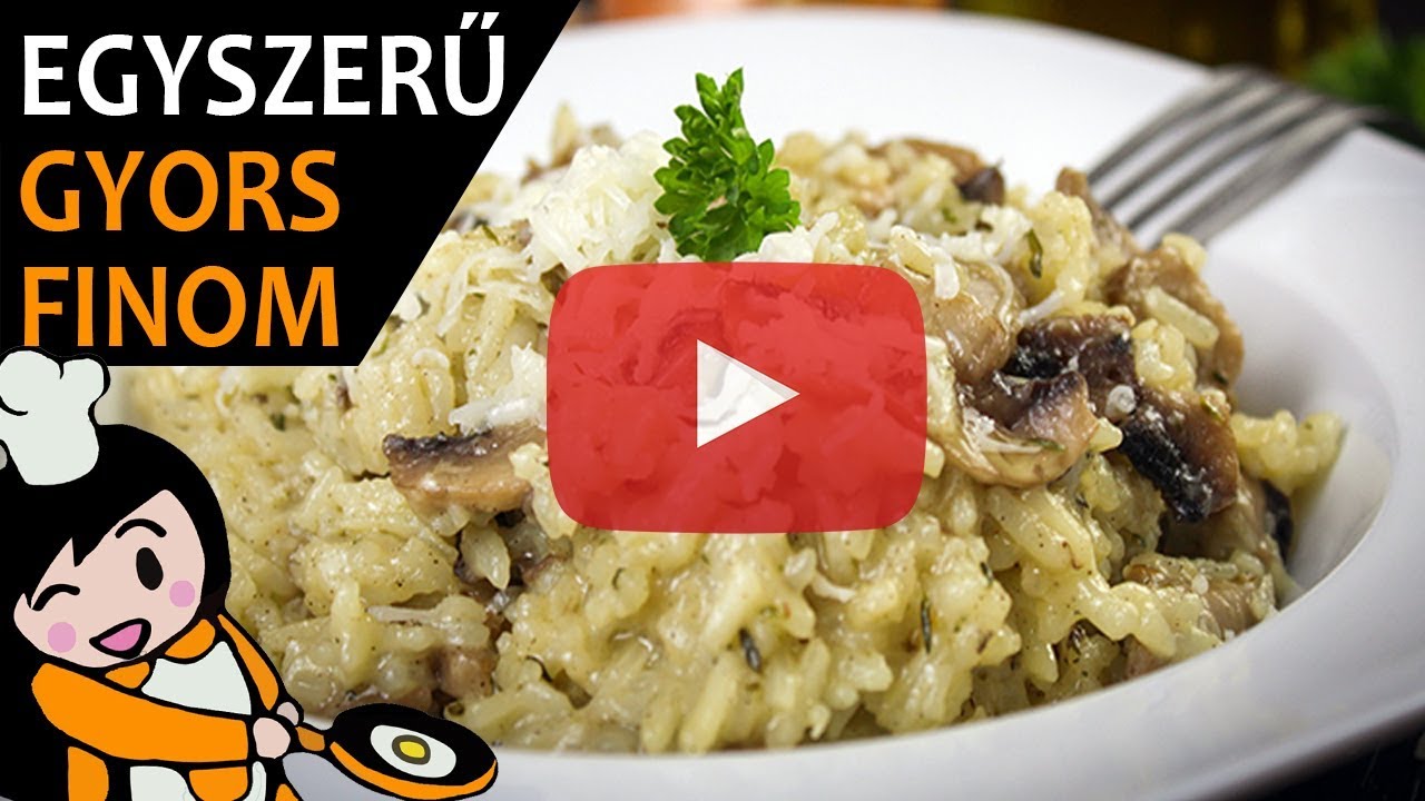 Pir&iacute;tott gomb&aacute;s rizott&oacute; - Recept Vide&oacute;k