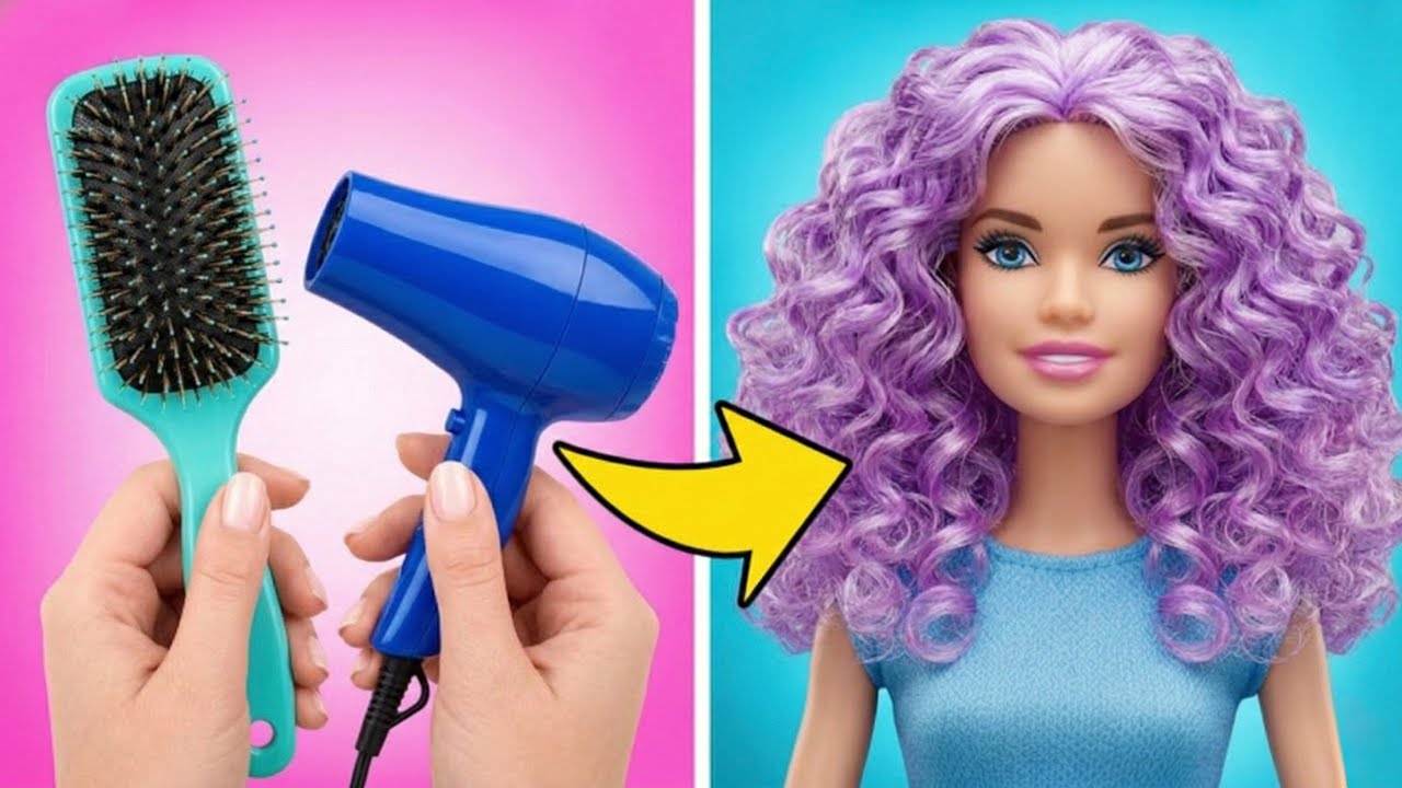 Гламурная вечеринка кукол 👗 Кудри и блестящие платья DIY ✨