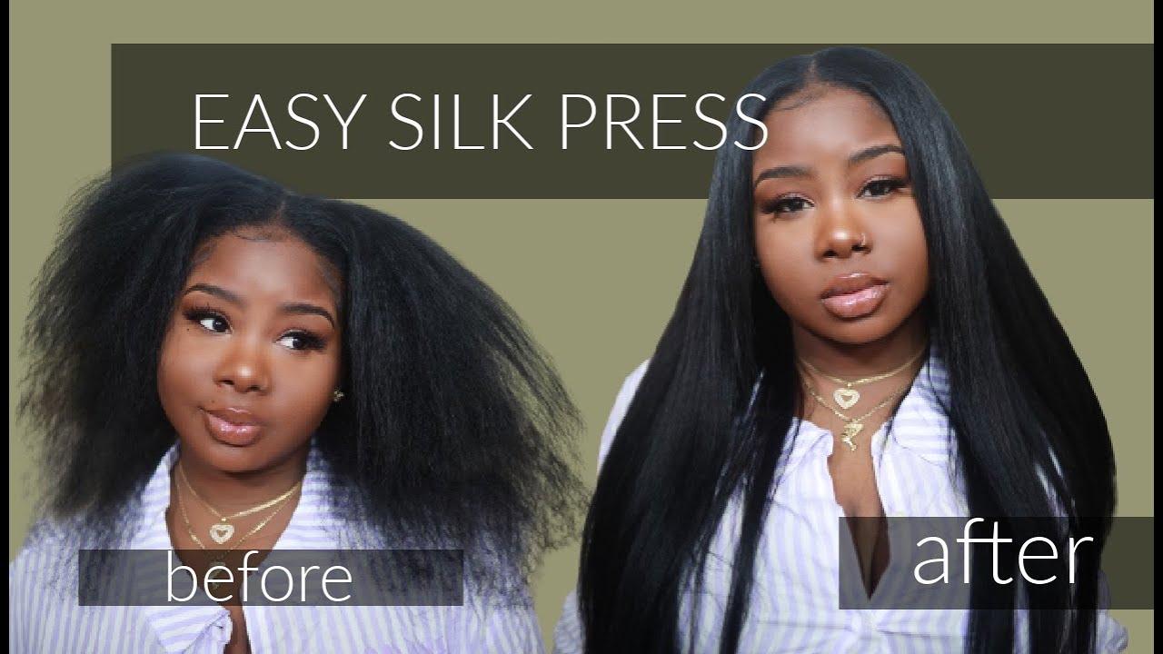 ♡ Easy Silky Press !! Kinky U-Part Hair Transformation !!