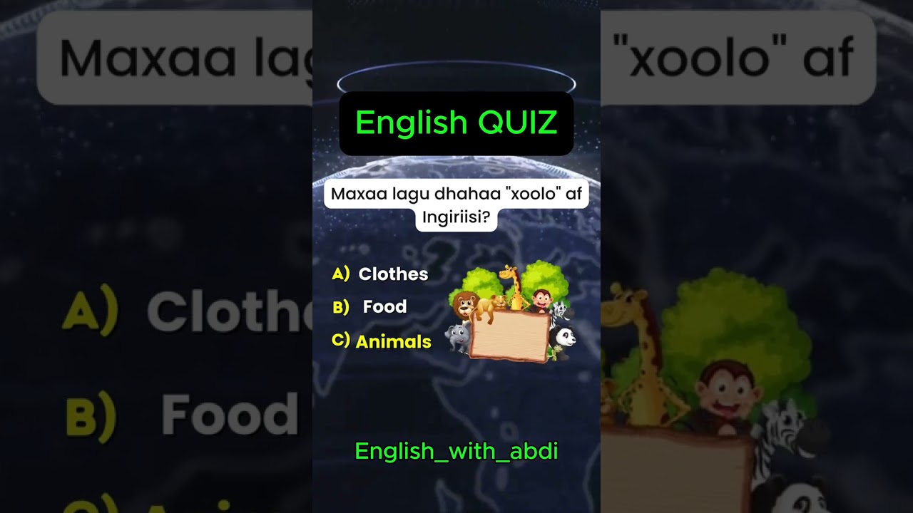English iyo Somali quiz 